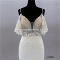 long sleeves strapless and V-neckline hand made embroidery beaded ball gown bride dress wedding